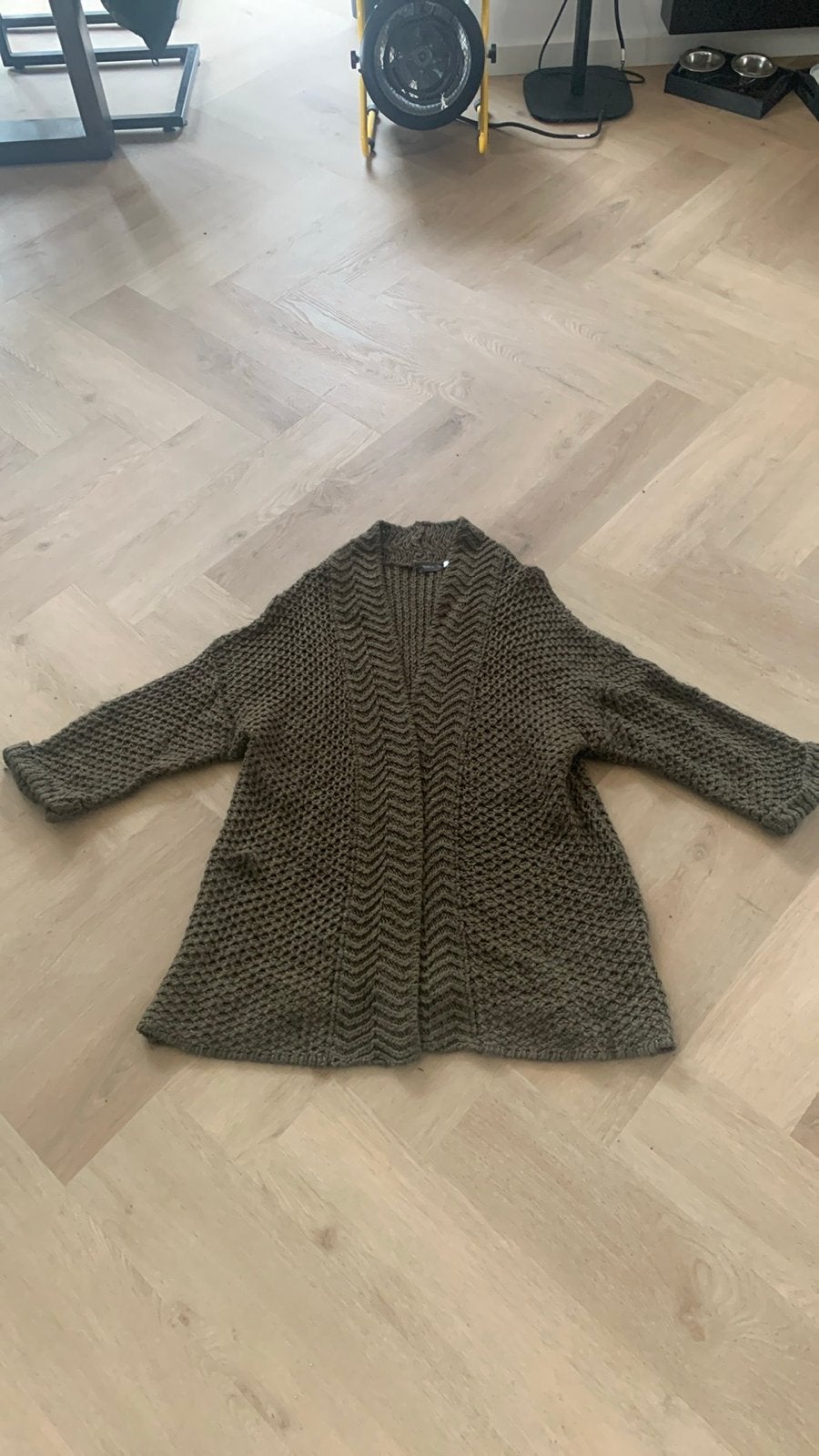Groen gebreid vest - Maat L, Ophalen of Verzenden, Gedragen, Maat 42/44 (L), Groen
