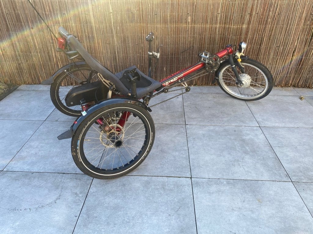 Hase Kettwiesel Electrische Driewielfiets Ligfiets, Ophalen, Gebruikt