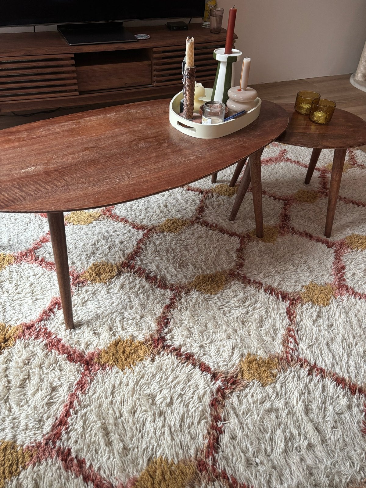 Zara Home Mango Hout Ovale Salontafels Set, Ophalen, 100 tot 150 cm, 50 tot 100 cm, Zo goed als nieuw