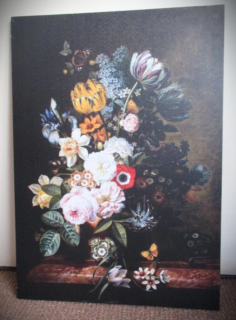 Bloemen Stilleven~Canvas~Houten Frame~Tulpen en, Ophalen, Minder dan 50 cm, 50 tot 75 cm, Zo goed als nieuw