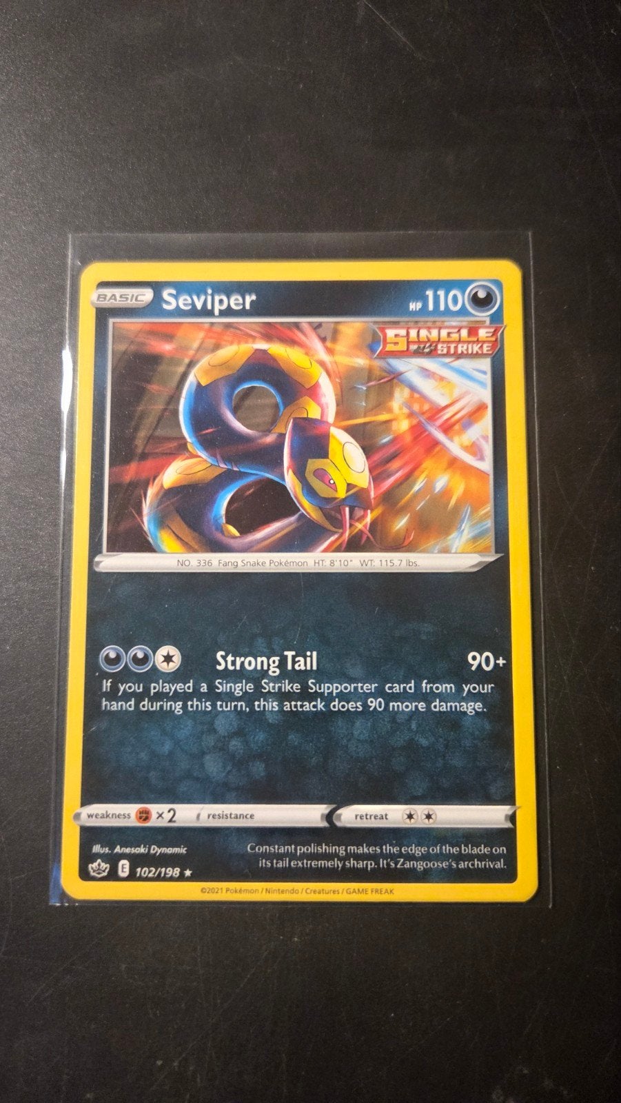 Seviper 102/198 Chilling Reign Pokémon Kaart (Rare), Verzenden, Zo goed als nieuw, Losse kaart