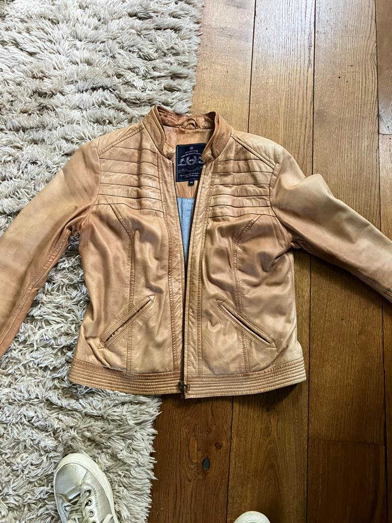 McGregor  leren dames jas, Ophalen of Verzenden, Gedragen, Maat 42/44 (L), Beige