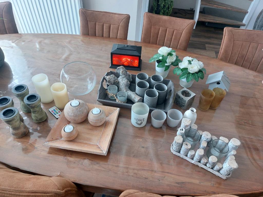 Sfeerlichten, windlichten, kaarsenhouders en decoratie set, Huis en Inrichting, Woonaccessoires | Kandelaars en Kaarsen, Gebruikt