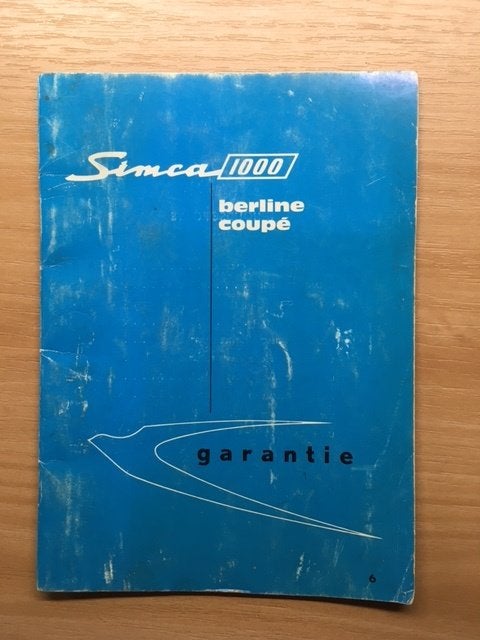 Simca 1000 Berline Coupé Garantieboekje   1966   NL, Ophalen of Verzenden