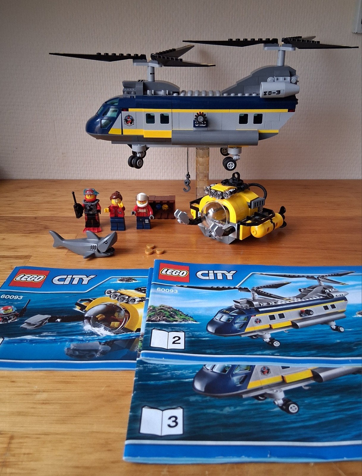lego city Diepzee helikopter set 60093 compleet met boekjes, Kinderen en Baby's, City, Lego, Ophalen of Verzenden, Zo goed als nieuw