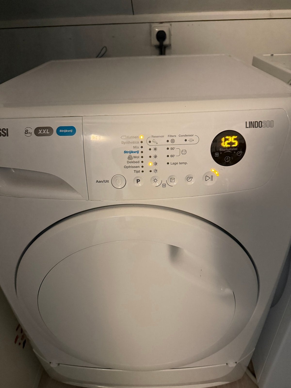 Zanussi XXL 9kg droger - Werkt, soms EHO melding, Ophalen, Gebruikt, 8 tot 10 kg, 85 tot 90 cm