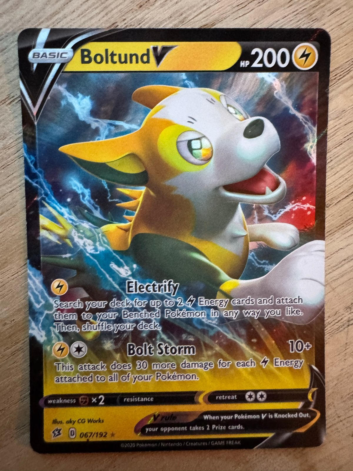 Boltund V Pokémon Kaart (067/192) - Zo goed als nieuw, Ophalen of Verzenden, Zo goed als nieuw, Losse kaart