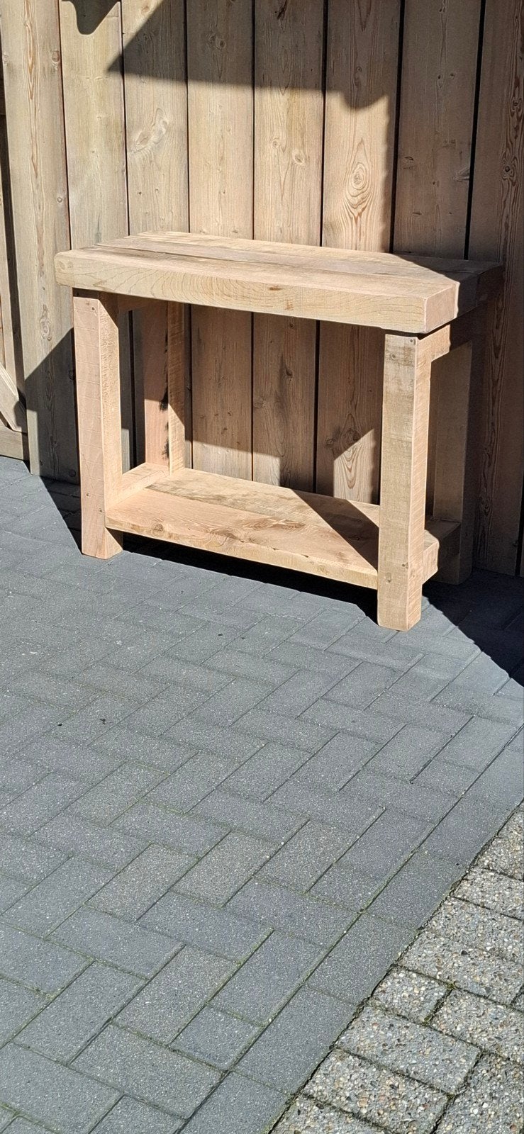 zware sidetable 8cm dik hout, Ophalen, 100 tot 150 cm, Eikenhout, Landelijk