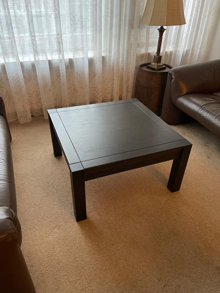 Stijlvolle donkere salontafel, zo goed als nieuw, Ophalen, Vierkant, 50 tot 100 cm, Zo goed als nieuw