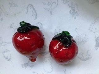 vintage handgeblazen glazen aardbeien set in Murano-stijl, Ophalen