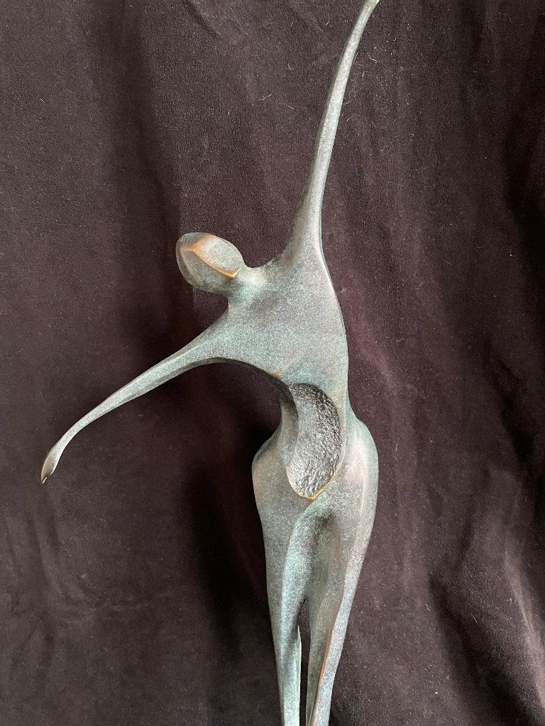 Bronzen abstracte man, Milo/stempel 57,5 cm zuiver brons, Ophalen of Verzenden