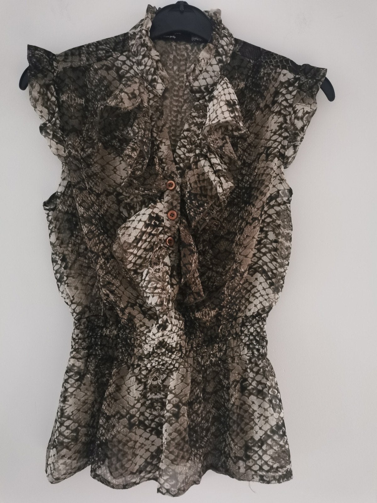 Blouse met volants mt. S, Made in Italy, Bruin, Verzenden, Nieuw
