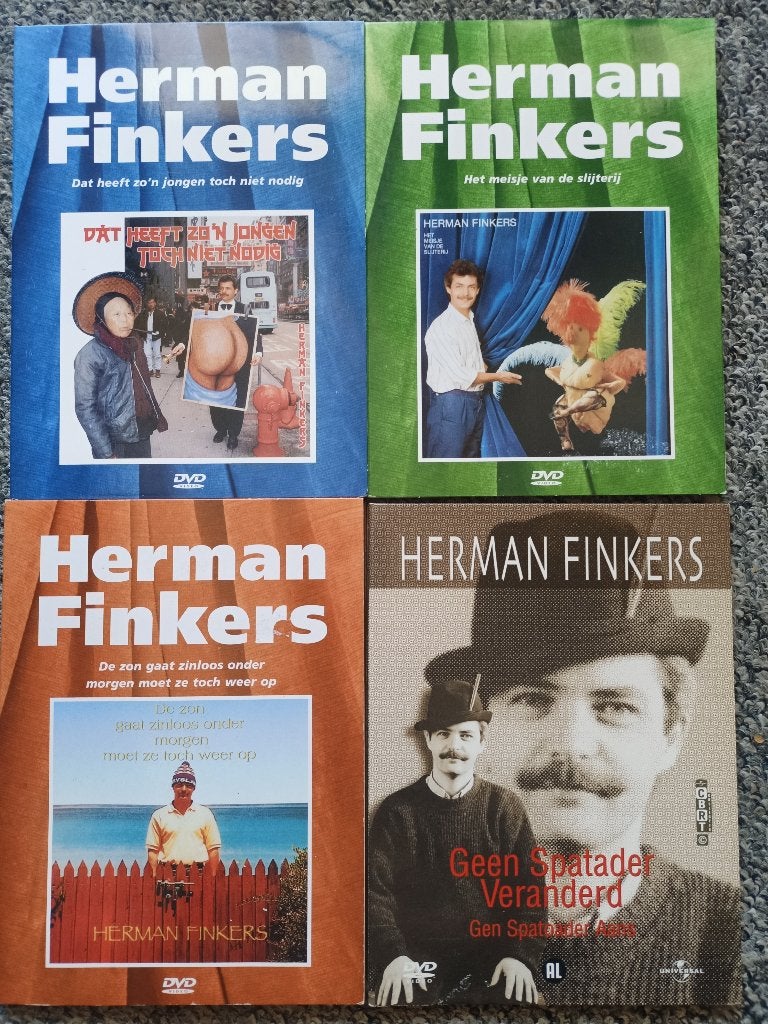 Herman Finkers DVD Collectie (4 stuks), Cd's en Dvd's, Dvd's | Cabaret en Sketches, Alle leeftijden, Ophalen of Verzenden, Zo goed als nieuw