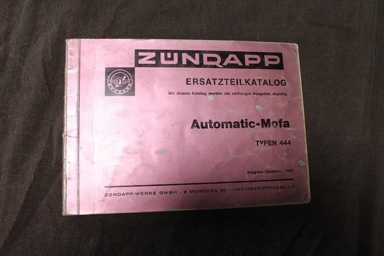 Zündapp Automatic typen 444 1975 ersatzteil katalog Mofa, Ophalen of Verzenden, Gebruikt