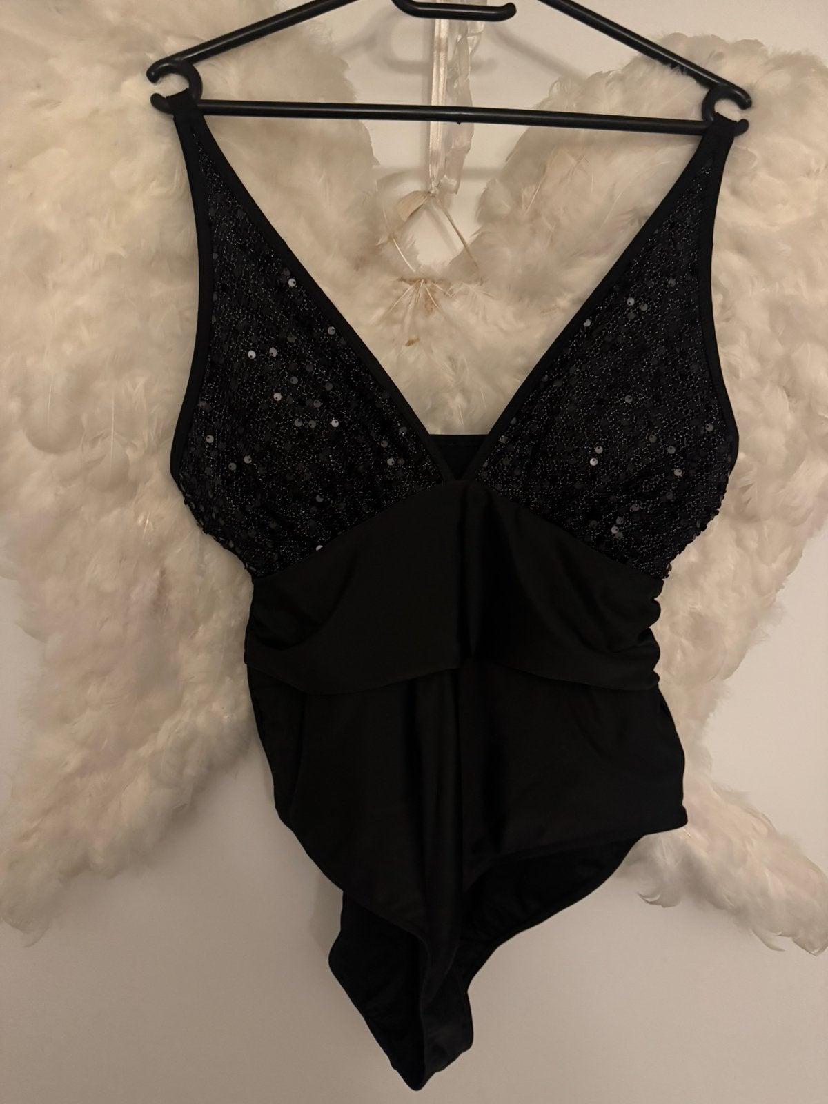 Zwart badpak met glitter, Kleding | Dames, Ophalen of Verzenden, Zo goed als nieuw, Zwart, Badpak