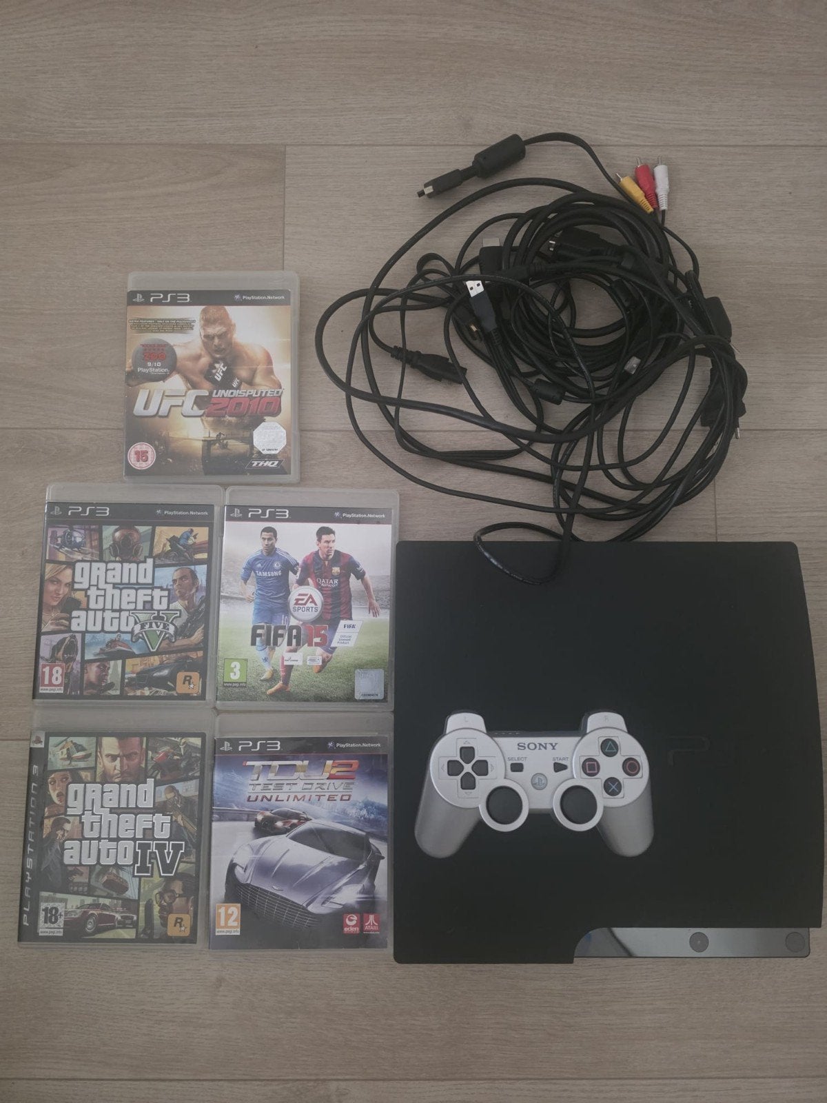 PlayStation 3 met 5 spellen en 1 controller, Ophalen, 120 GB, Met 1 controller, Slim
