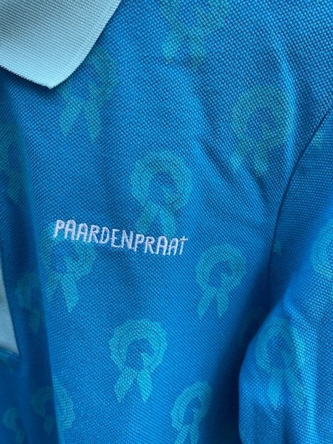 Poloshirt Paardenpraat tv, Dieren en Toebehoren, Paardrijkleding, Blauw, Kinderen, Ophalen of Verzenden, Zo goed als nieuw