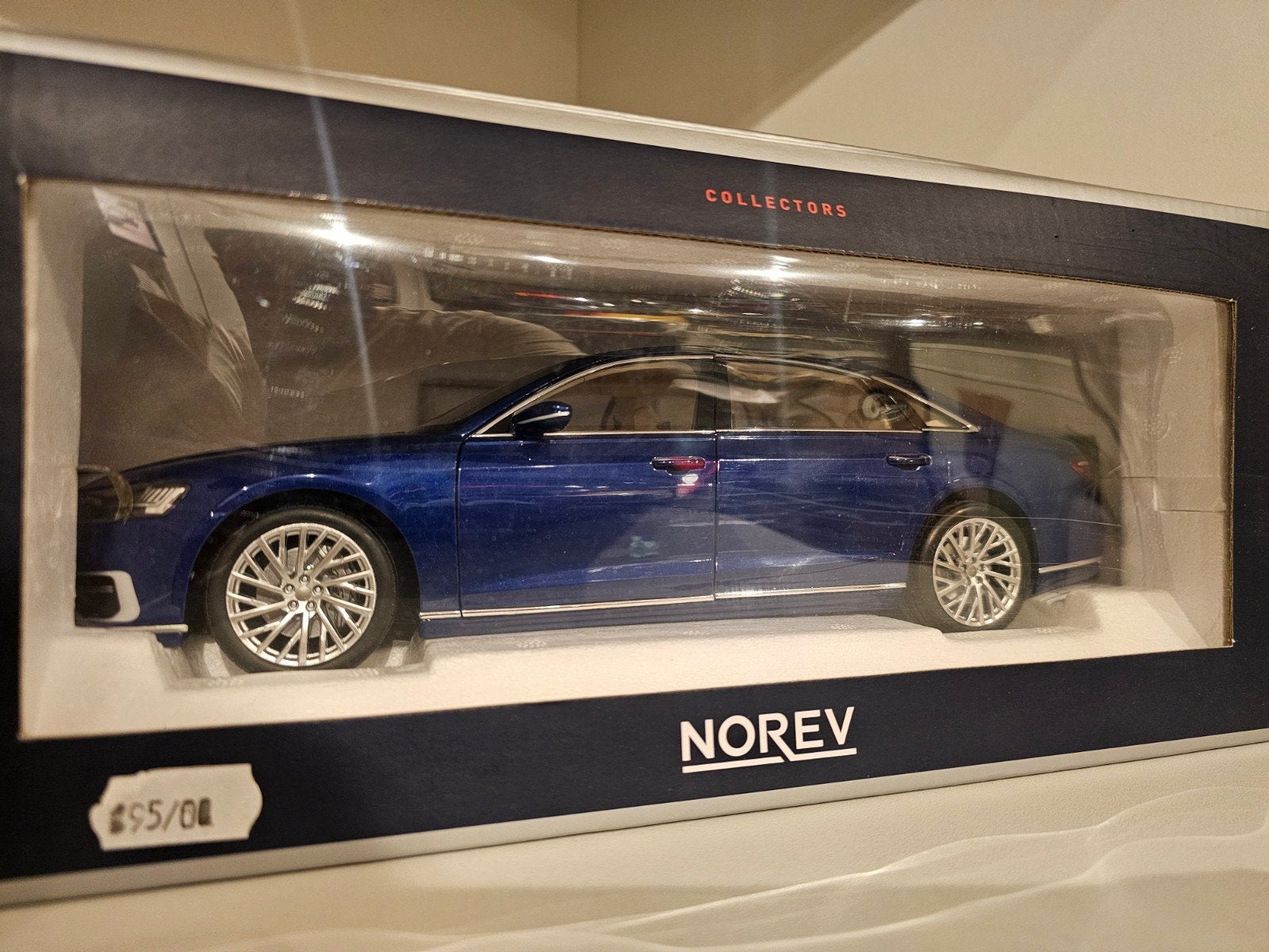 NOREV Audi A8L Blauw 1:18, Ophalen of Verzenden, Zo goed als nieuw, Auto, Norev