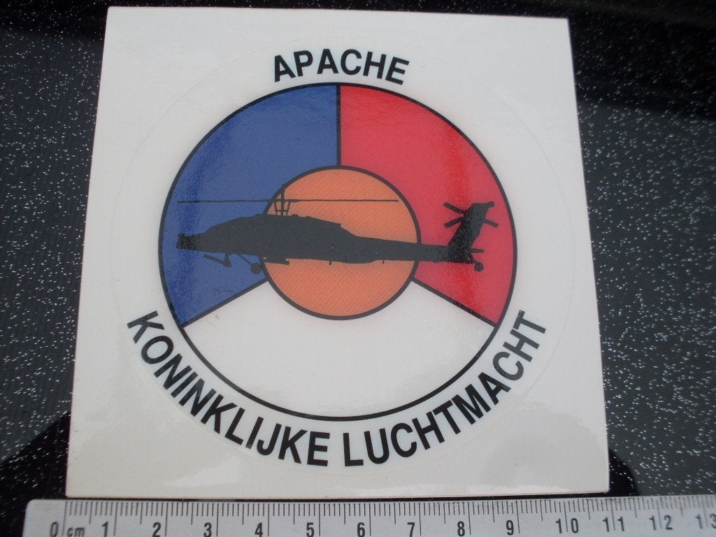 sticker apache koninklijke luchtmacht KLu helikopter leger, Verzenden, Zo goed als nieuw, Bedrijf of Vereniging