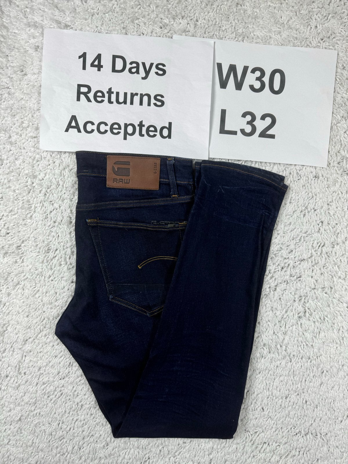 G-Star RAW 3301 Jeans Straight Tapered Navy / W30 L32 / 2723, B, W32 (confectie 46) of kleiner, H, Gedragen