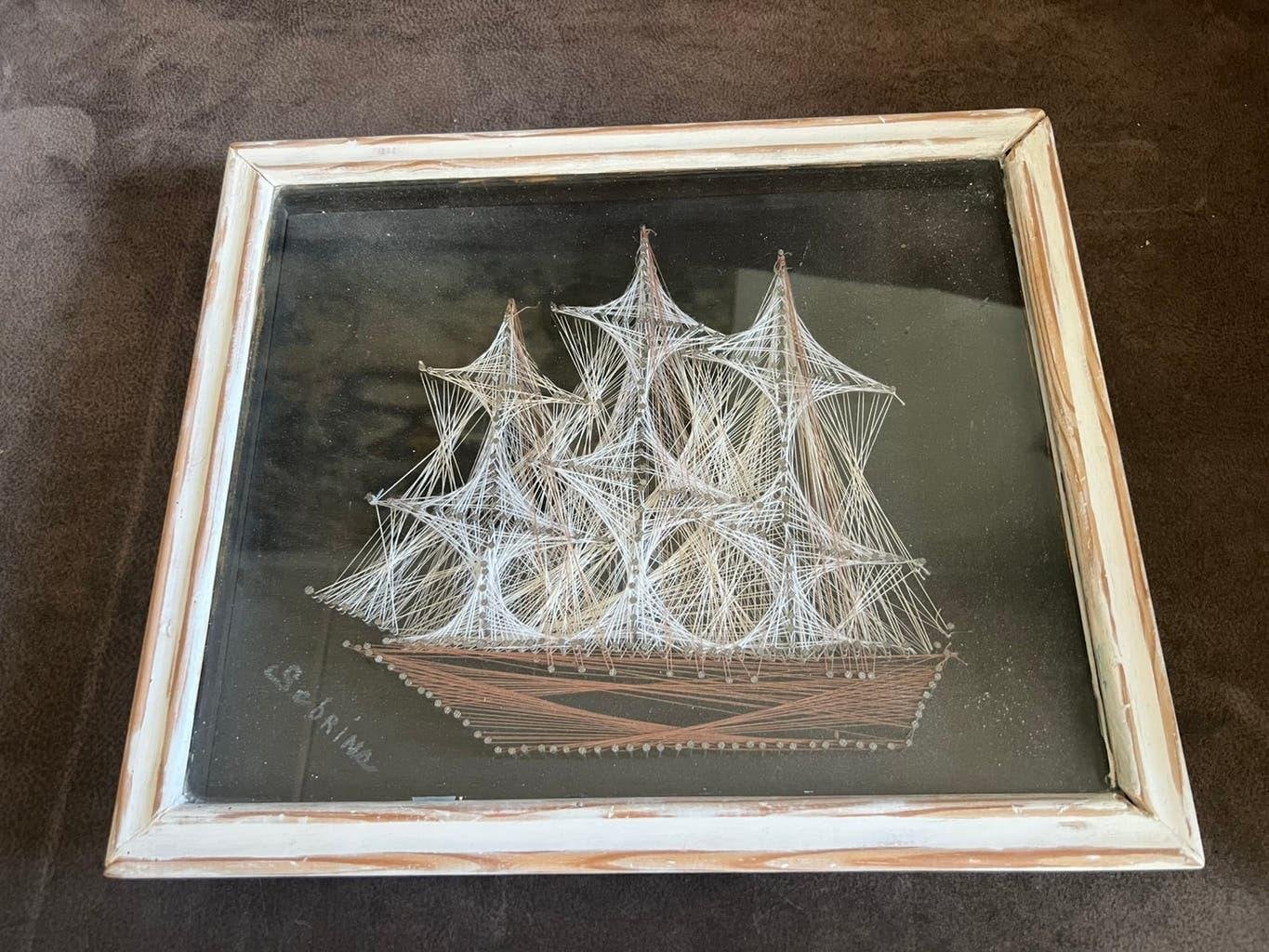 Vintage Schip Koper / Draadkunst. jaren '70., Ophalen of Verzenden