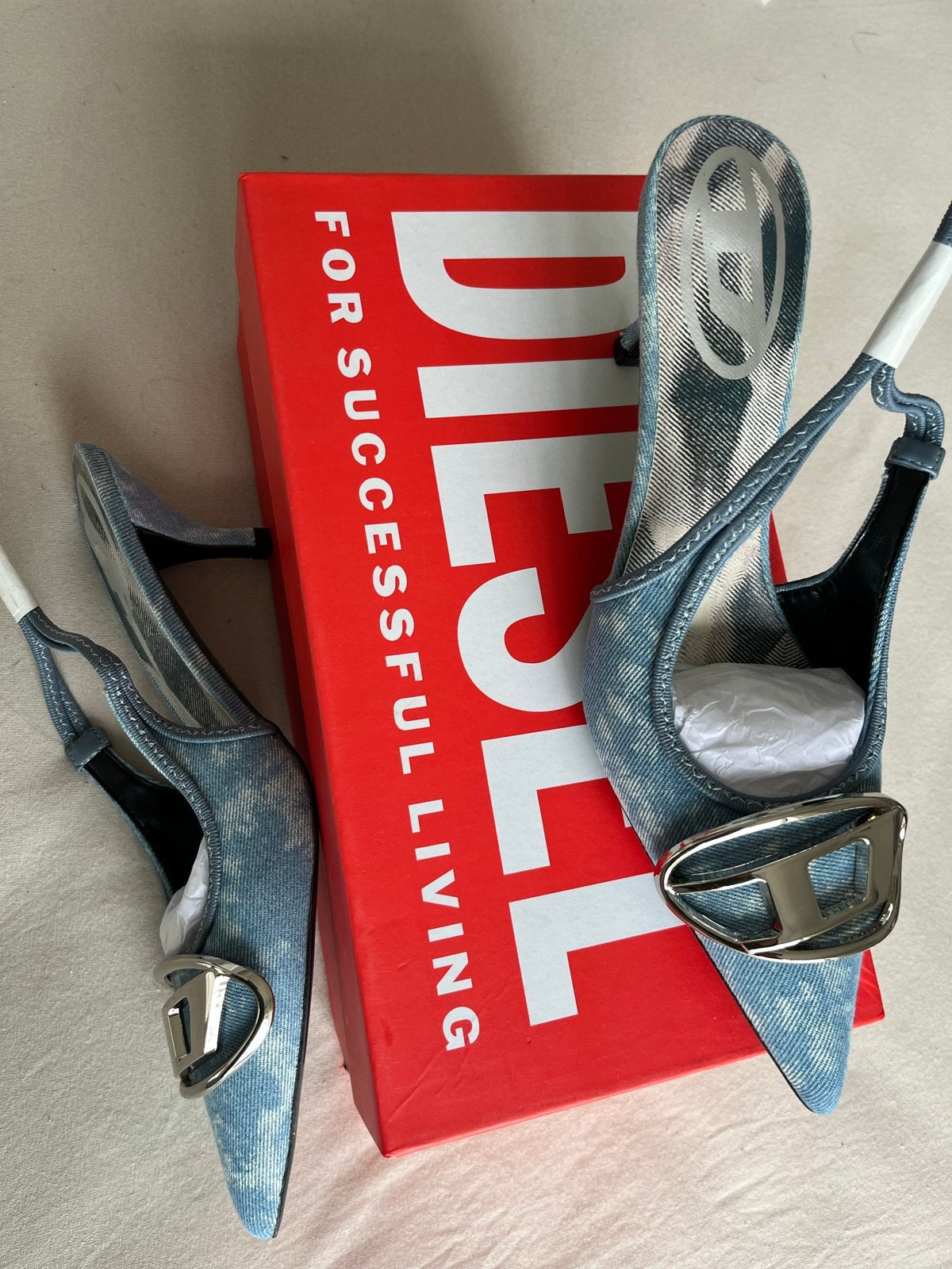 Diesel D-Venom Slingback Pumps Denim - Maat 40, Ophalen of Verzenden, Nieuw, Blauw, Pumps