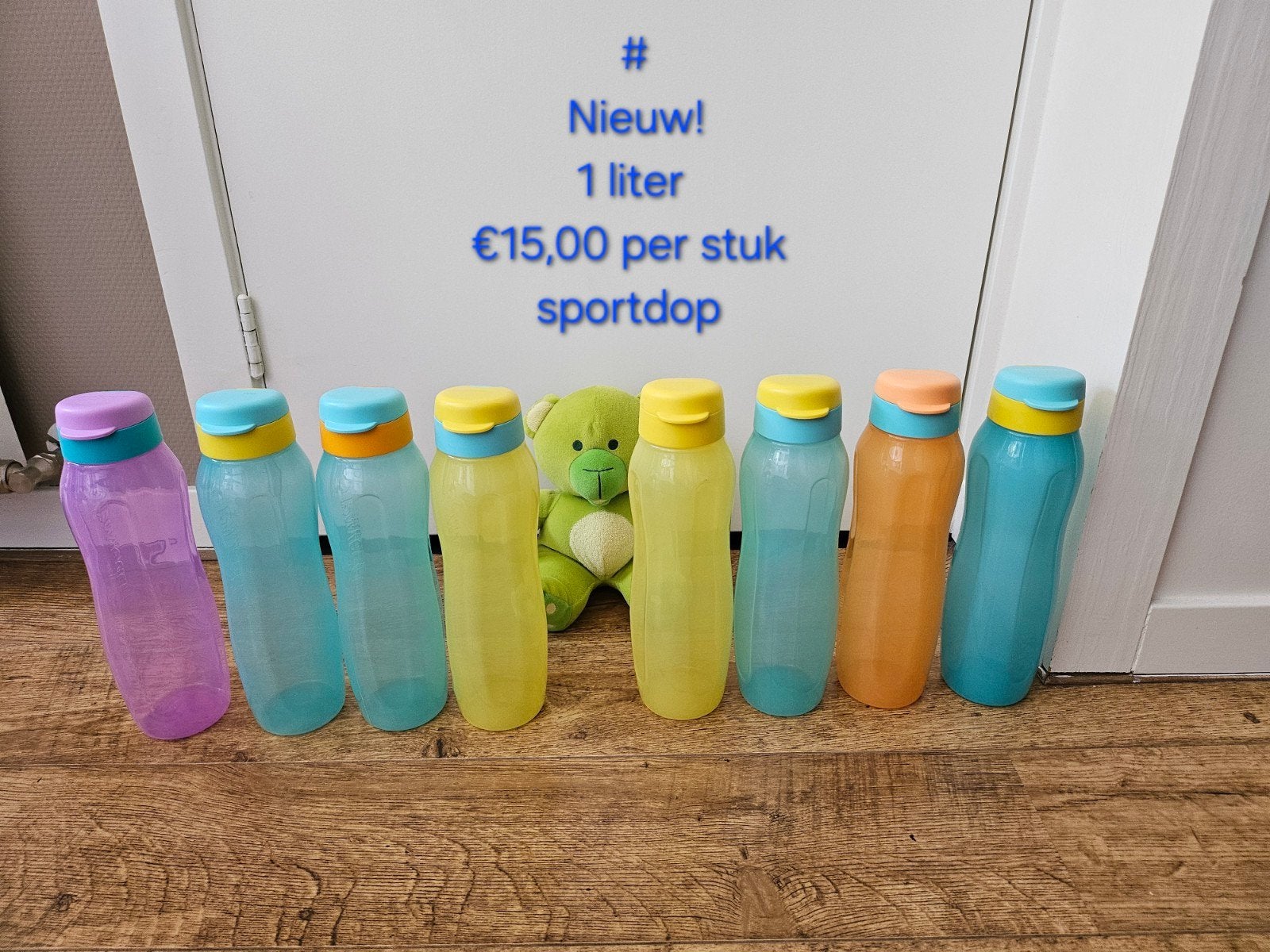 # Tupperware nieuwe 1 liter flessen sportdop smalle variant, Overige kleuren, Nieuw, Ophalen of Verzenden, 1000 ml