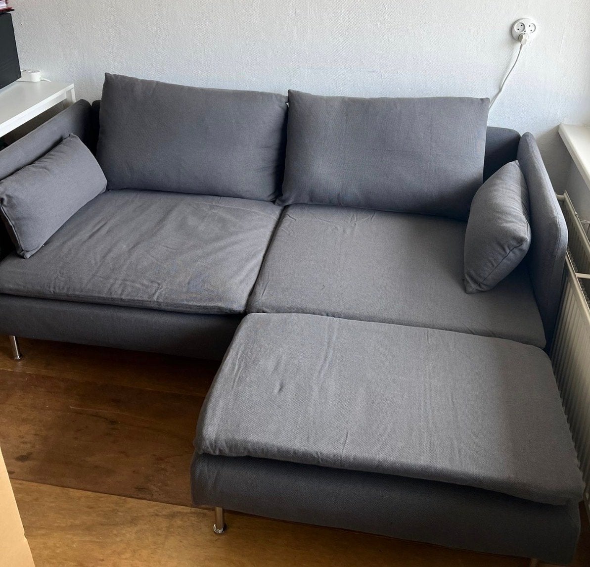 Ikea Söderhamn 2-zitsbank grijs met Chaise Longue, Ophalen, Gebruikt, Hoekbank, Tweepersoons