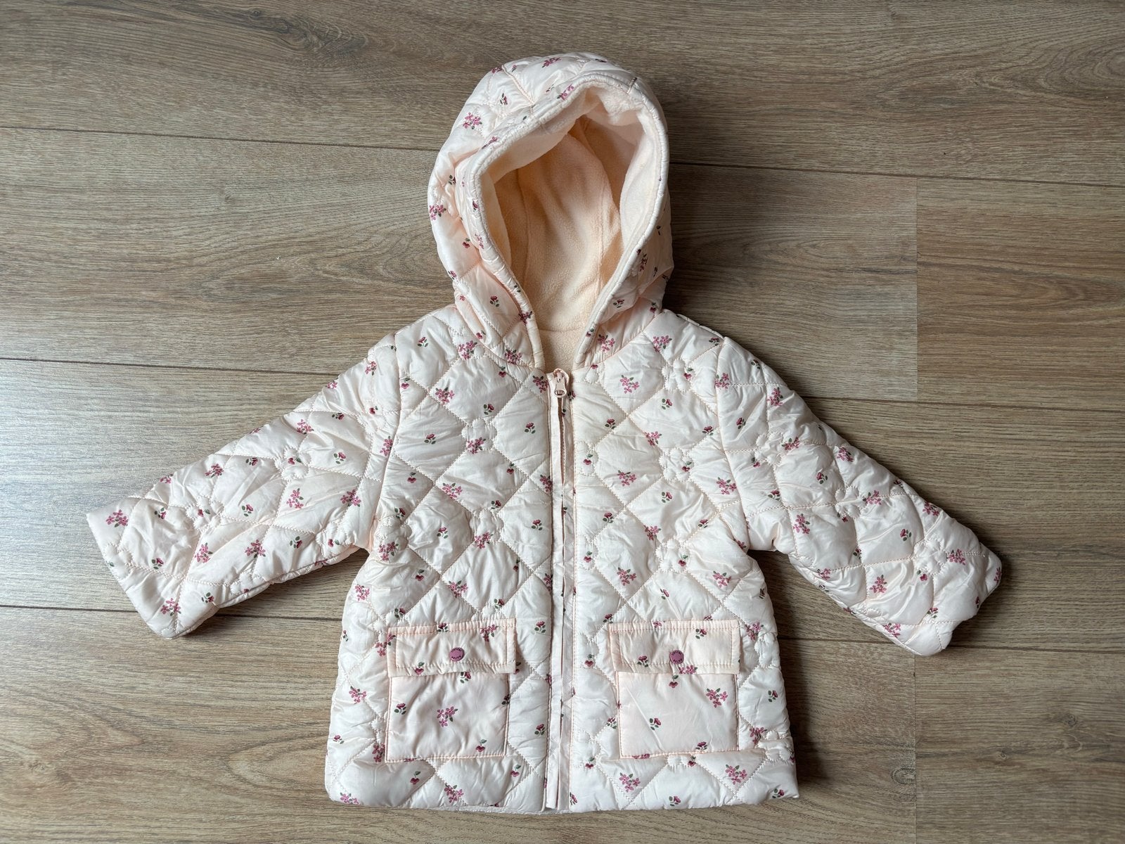 Roze beige gewatteerde jas meisje herfstjas maat 80, Ophalen of Verzenden, Zo goed als nieuw, Meisje, Jasje