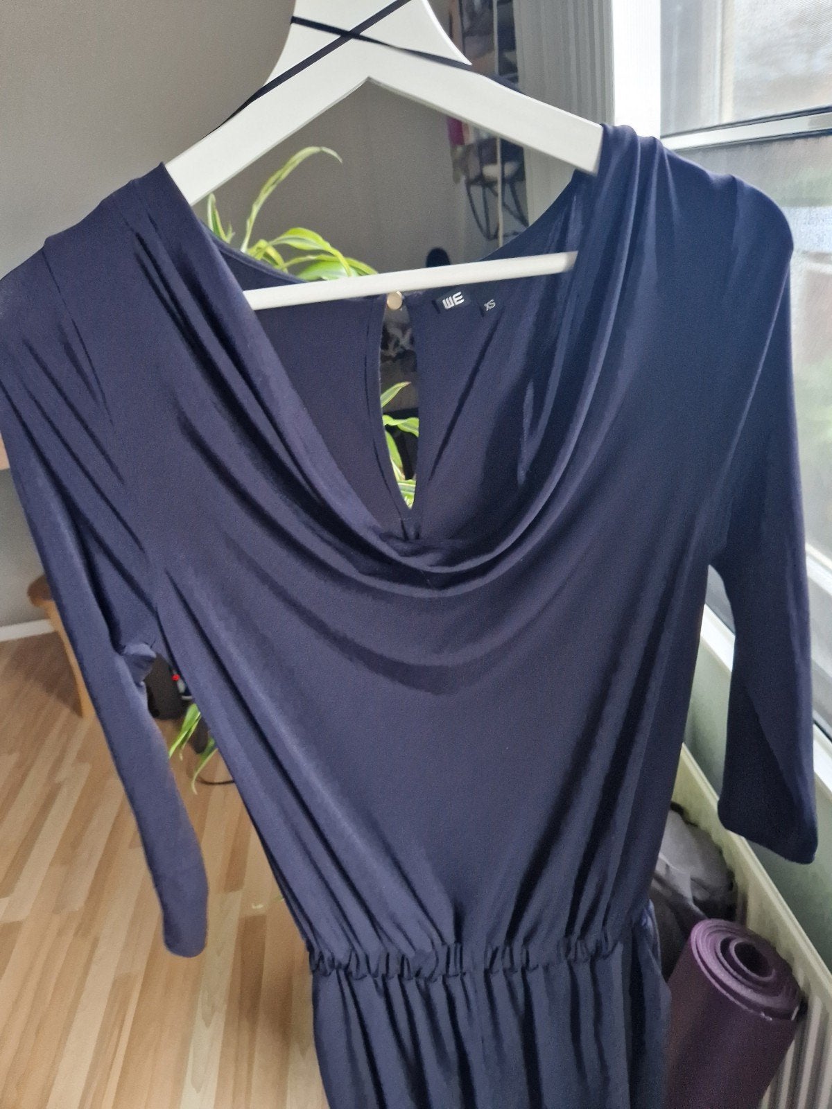 Donkerblauwe jumpsuit XS watervalhals - Zo goed als nieuw, Kleding | Dames, Jumpsuits, Blauw, WE, Ophalen of Verzenden, Zo goed als nieuw