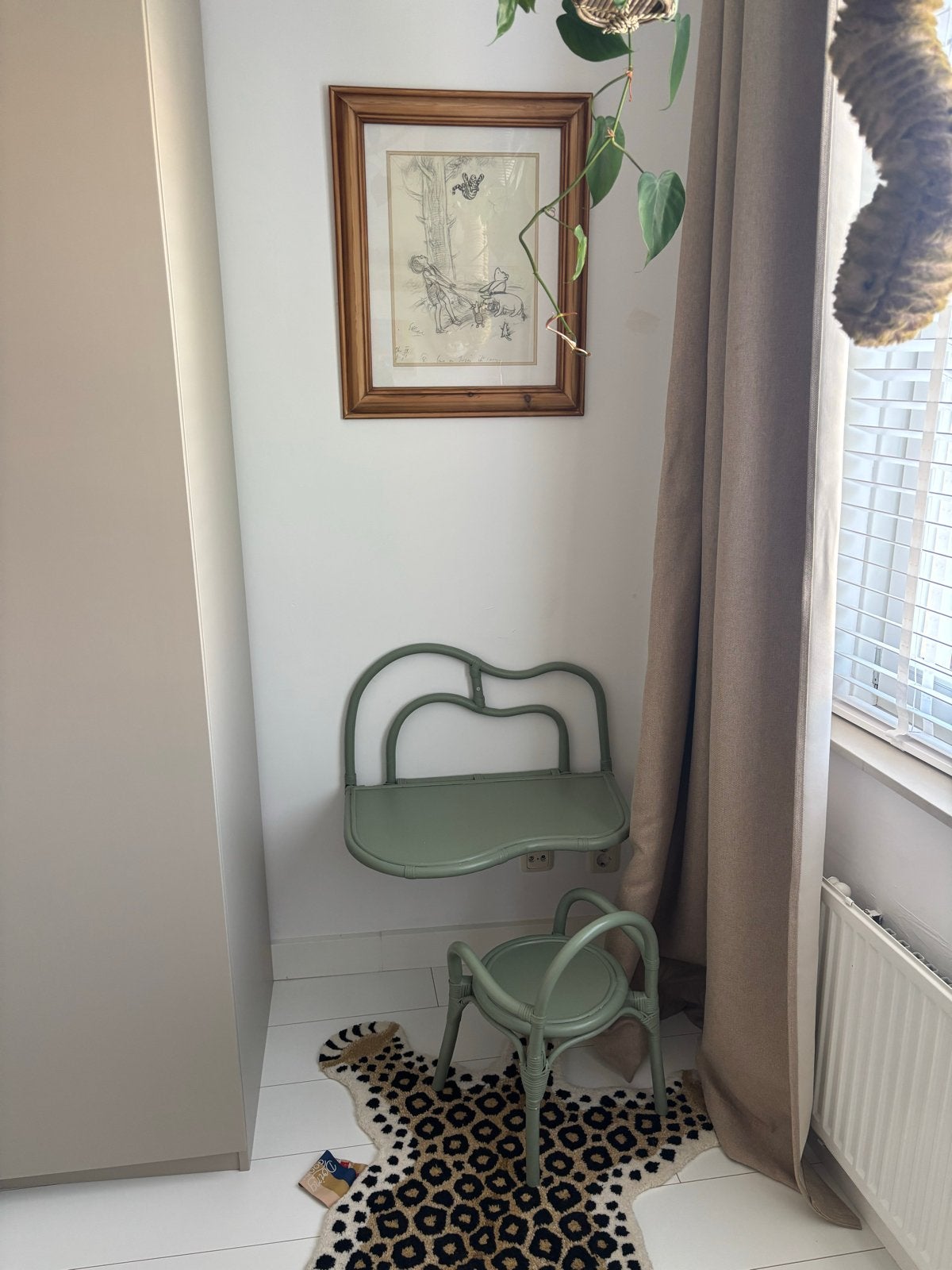 H&M Home  Rotan Kinder Set - Tafel & Stoel Salie Groen, Ophalen, Gebruikt, Tafel(s) en Stoel(en)