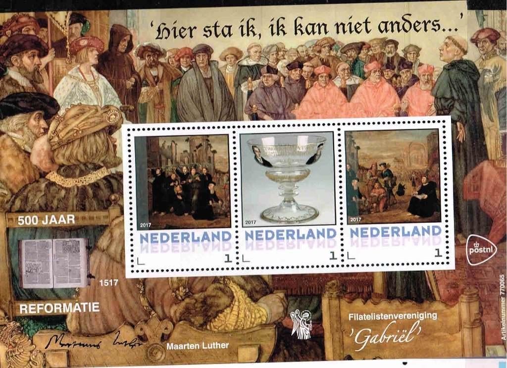 Gabriel reformatie vel 3 persoonlijke zegels1/3.12, Postzegels en Munten, Verzenden, Na 1940, Postfris