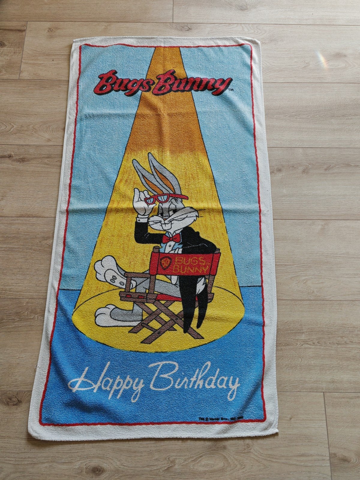 Vintage Bugs Bunny strandlaken / badhanddoek 1990 Waltersche, Ophalen of Verzenden, Gebruikt, Beeldje of Figuurtje