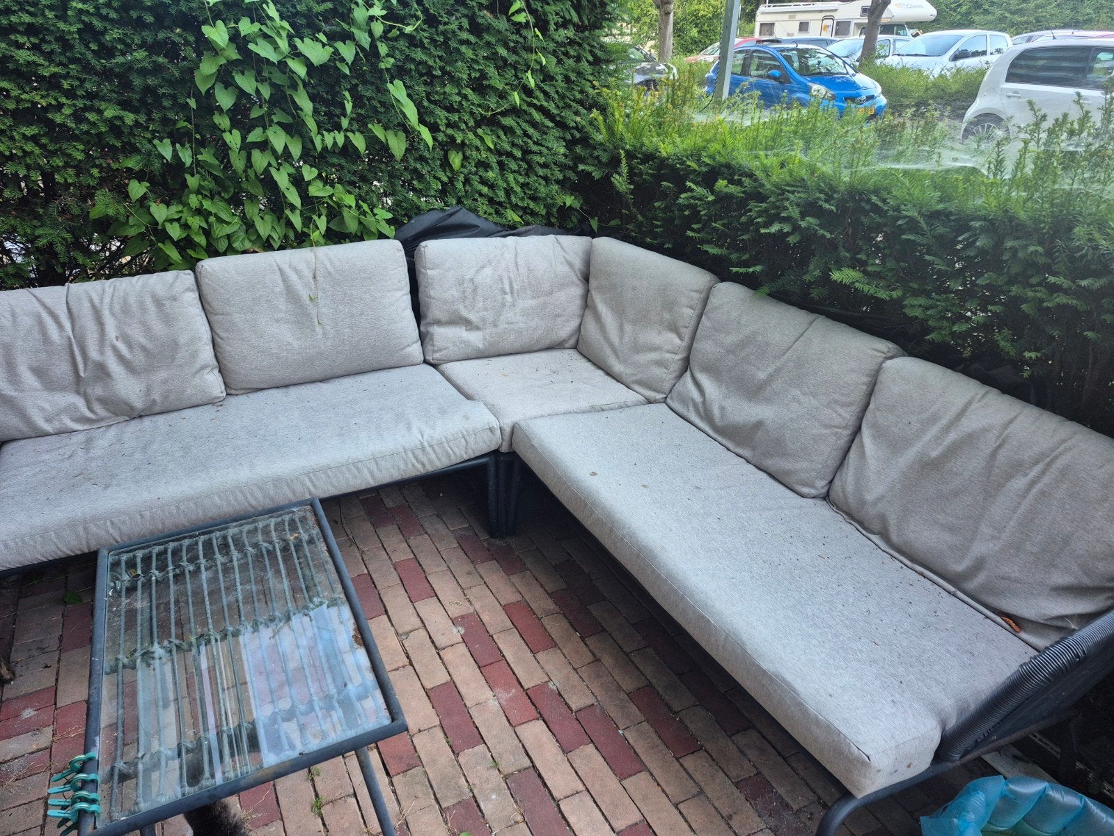 Mooie loungeset 220x220 met hoes en optionele salontafel, Tuin en Terras, Tuinsets en Loungesets, Ophalen, Overige materialen