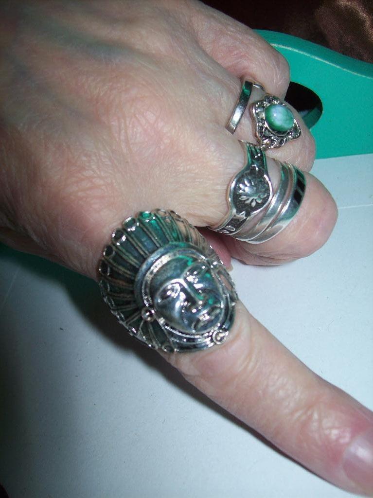 Ring Zilvertint Metaal model INDIAAN maat 20, 20 of groter, Nieuw, Dame of Heer, Zilver