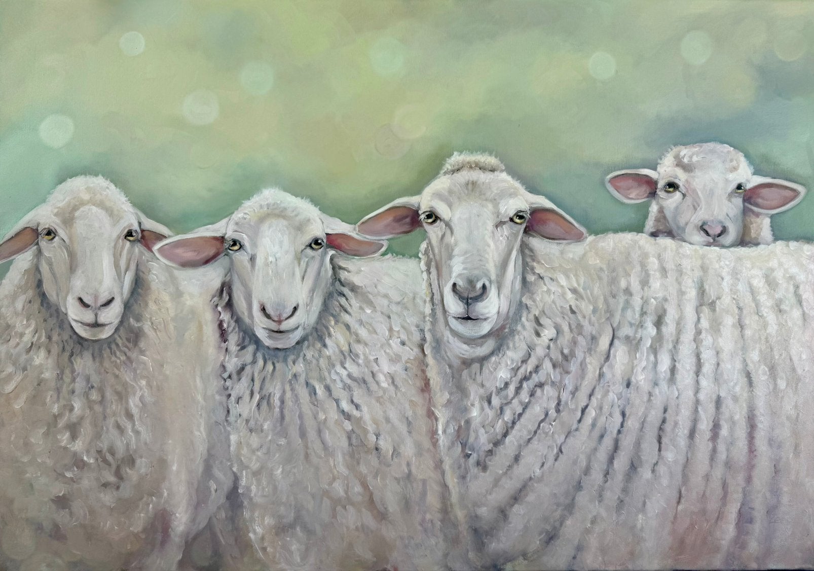 Schilderij schapen uit eigen atelier, Huis en Inrichting, 50 – 75, Oorspronkelijke maker, Nieuw, Ophalen of Verzenden