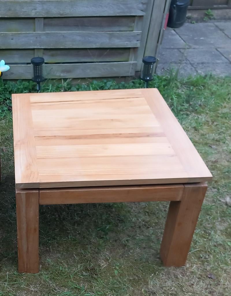 Bijzettafel Teak hout. (Voor binnenshuis), Huis en Inrichting, Gebruikt, Vierkant, 55 tot 75 cm, Ophalen