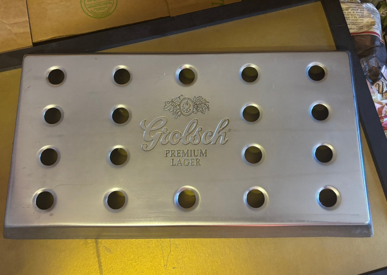 Grolsch metalen export afdruip plato, Ophalen, Zo goed als nieuw, Overige typen, Grolsch