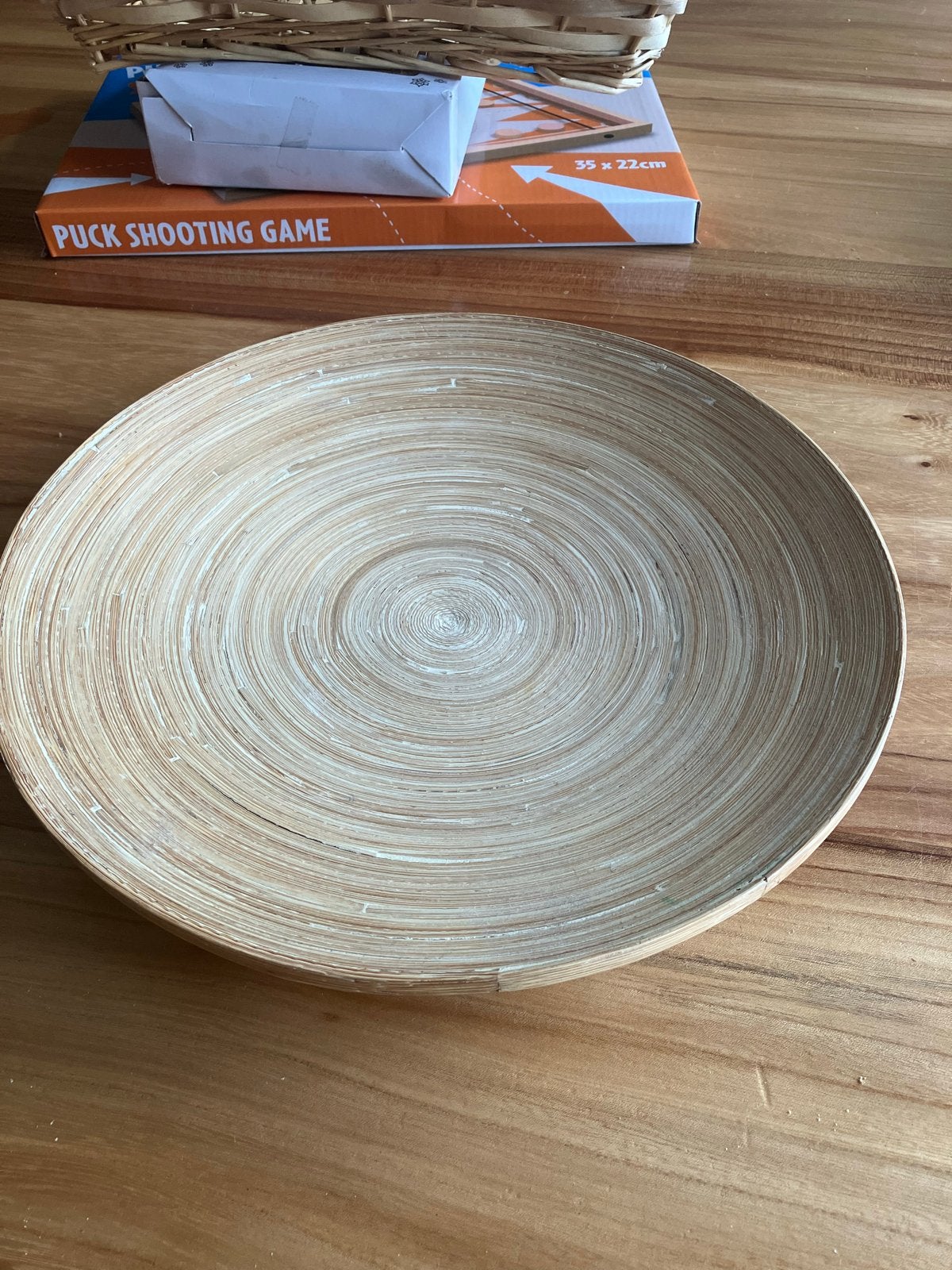 Ronde bamboe schaal - decoratief en functioneel, Gebruikt, Schaal, Rond, Ophalen of Verzenden