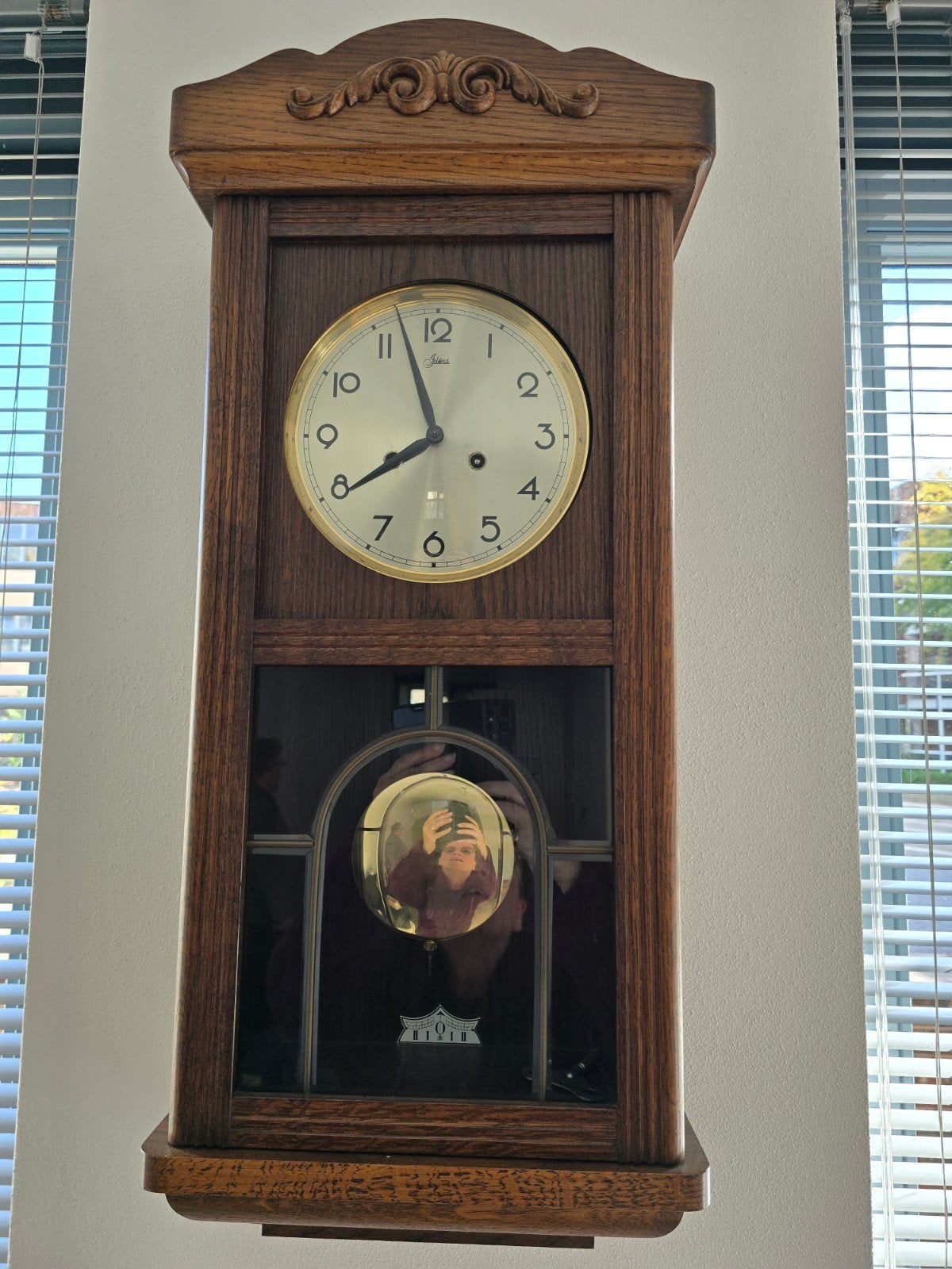 Antieke Jidema wandklok met slinger, Ophalen of Verzenden