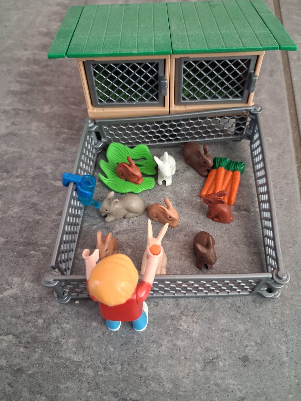Playmobil Kinderboerderij Konijnen met hokken en voer, Gebruikt, Complete set, Overige typen, Ophalen of Verzenden