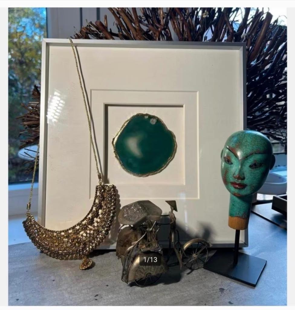 4 x Indonesische Items: Lijst Agaat, Fiets, Hoofd, Ketting, Ophalen of Verzenden