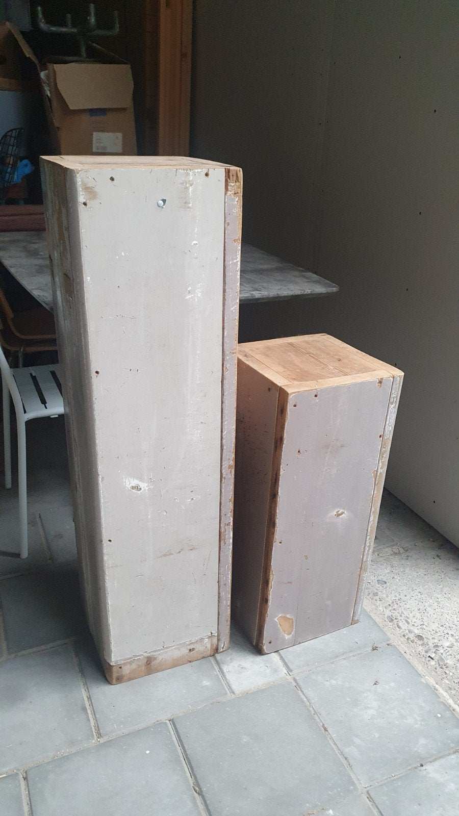 Houten pilaren, console,sokkel,1.10 en 90cm per stuk te koop, Antiek en Kunst, Antiek | Woonaccessoires, Ophalen