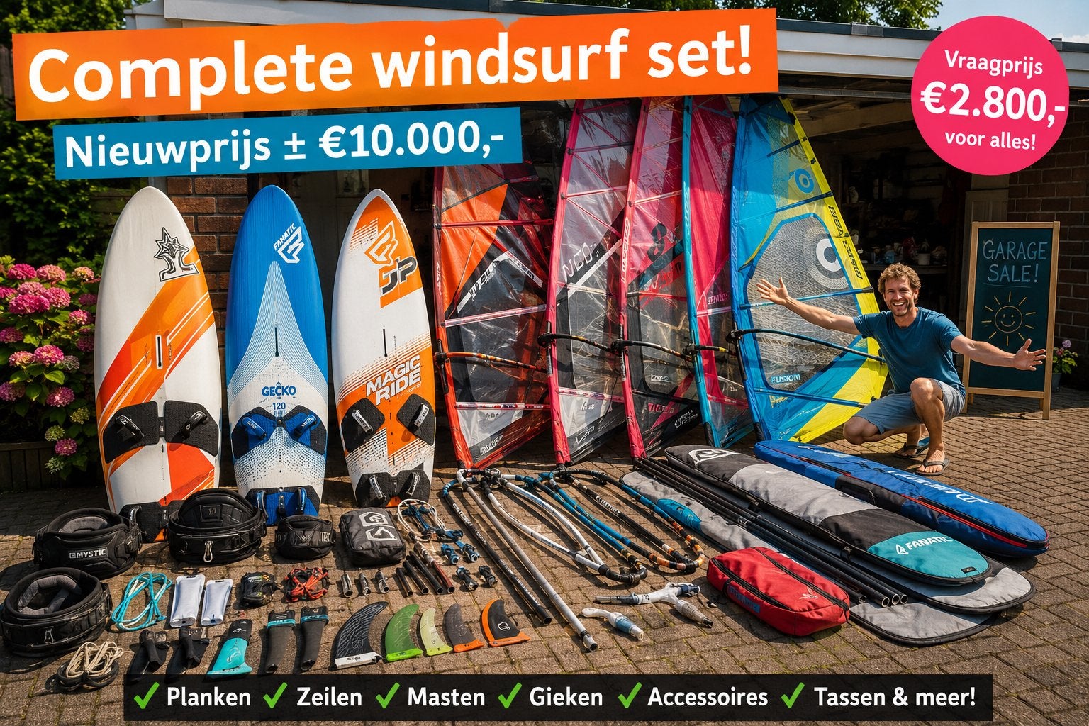 Grote verzameling surfspullen , garageopruimong, Watersport en Boten, Windsurfen, Ophalen, Gebruikt, Overige typen