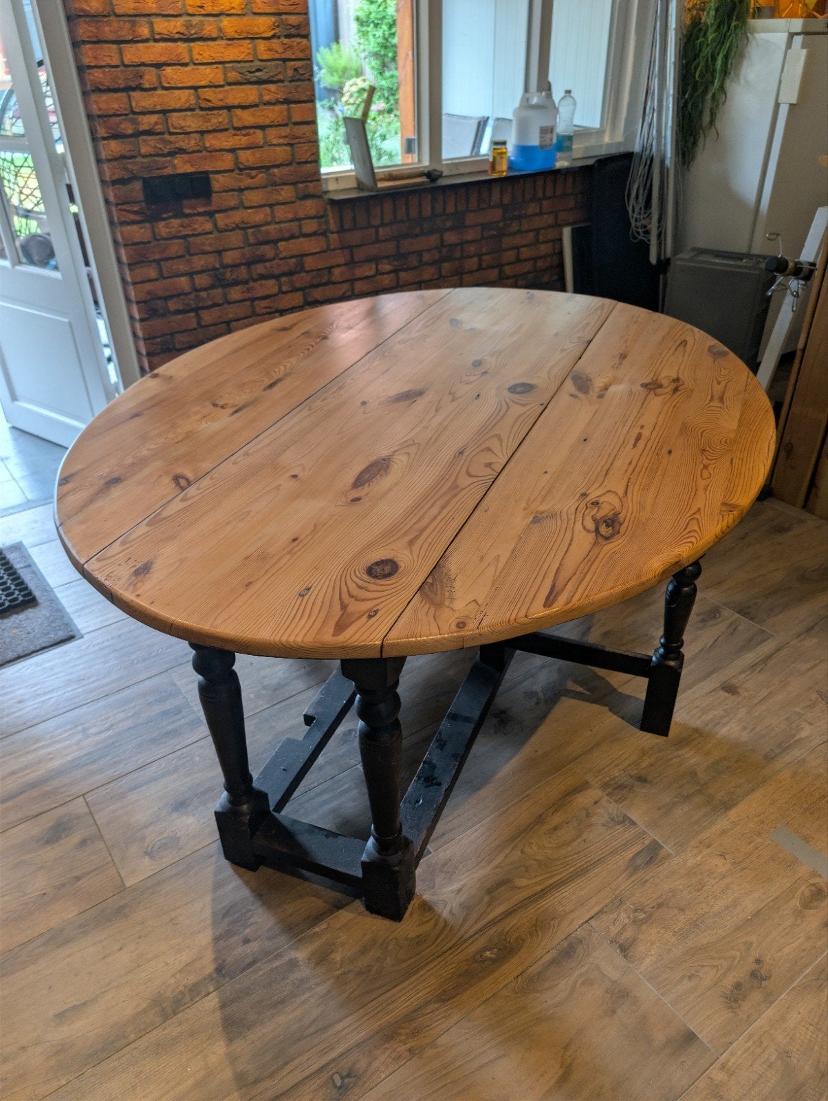Ronde houten tafel klaptafel, Huis en Inrichting, Tafels | Eettafels, Ophalen, Gebruikt, 100 tot 150 cm, Rond