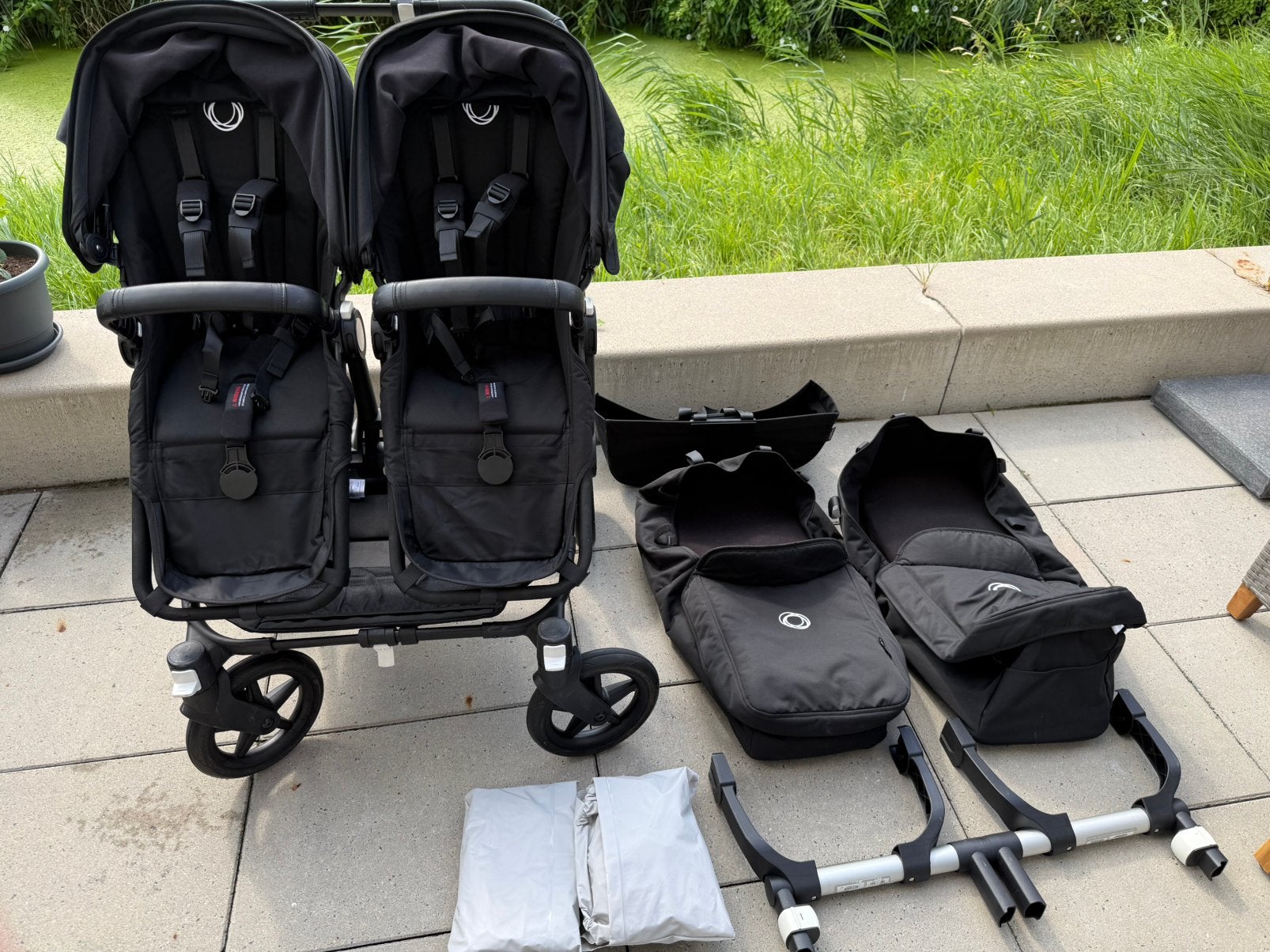 Bugaboo Donkey 5 Twin- Black, Ophalen, Zo goed als nieuw, Kinderwagen of Buggy