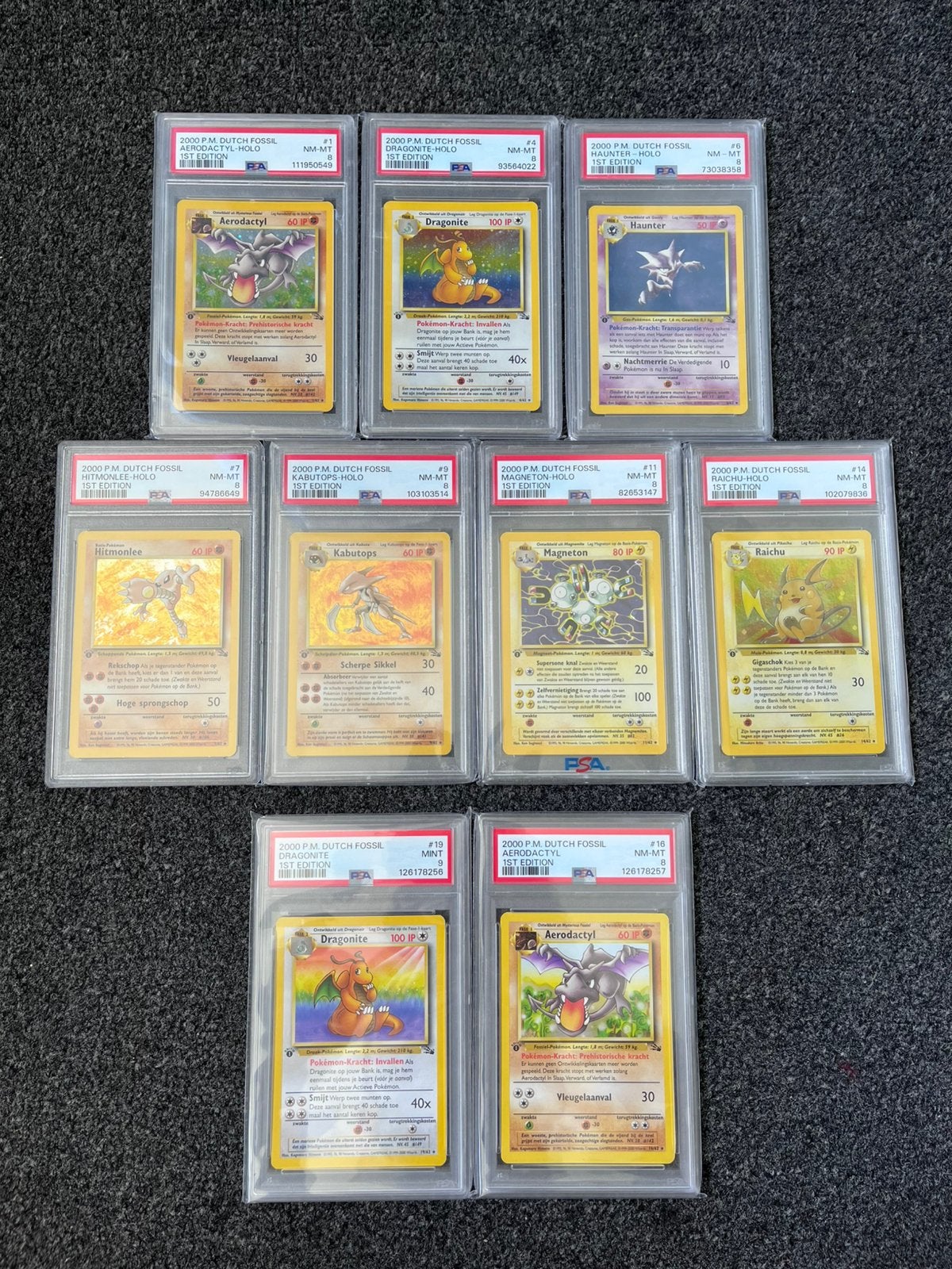 Pokémon LOW POP PSA NL/Dutch 1st ed. Fossil set kaarten, Ophalen of Verzenden, Zo goed als nieuw, Meerdere kaarten, Foil