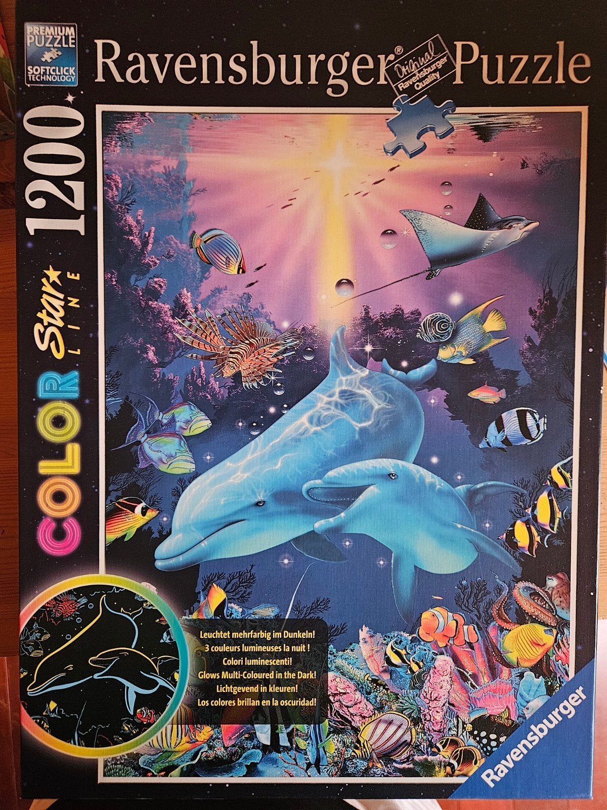 Ravensburger Color Star Line Puzzel 1200 Stukjes Dolfijnen, Ophalen, 500 t/m 1500 stukjes, Gebruikt, Legpuzzel