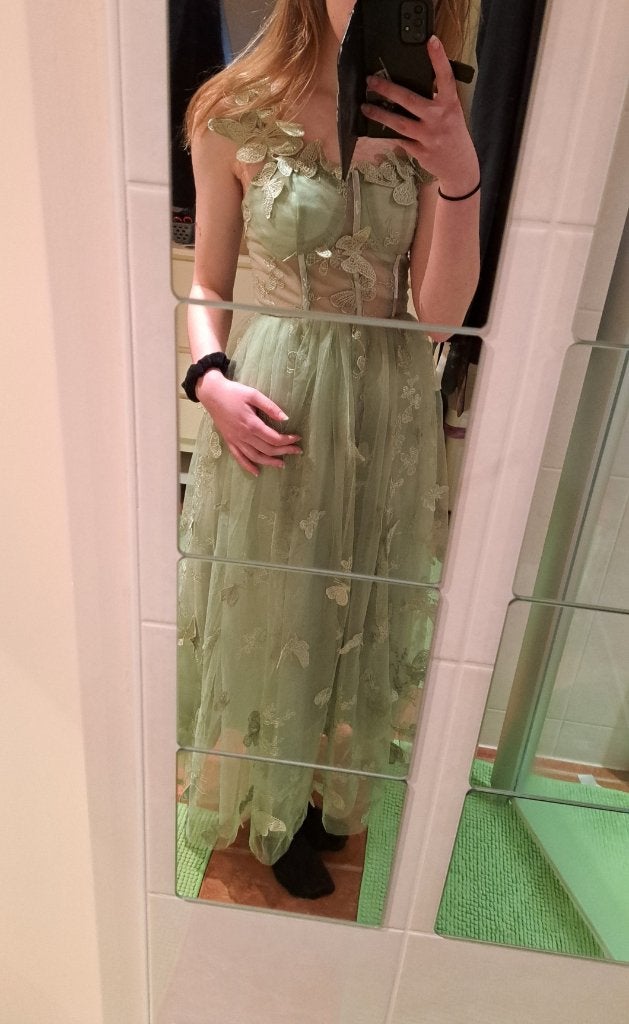 Galajurk groen met vlinders, unieke feeënjurk, bruidsmeisje, Kleding | Dames, Gelegenheidskleding, Galajurk, Ophalen of Verzenden