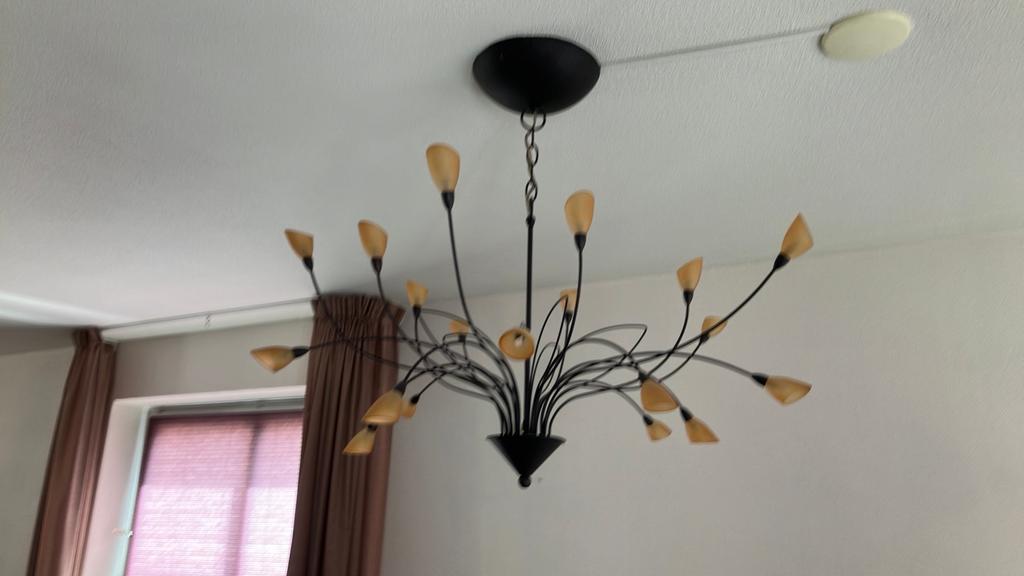 Set van 3 kroonluchter en 1 staand lampje, Huis en Inrichting, Lampen | Kroonluchters, Ophalen, Gebruikt, Metaal